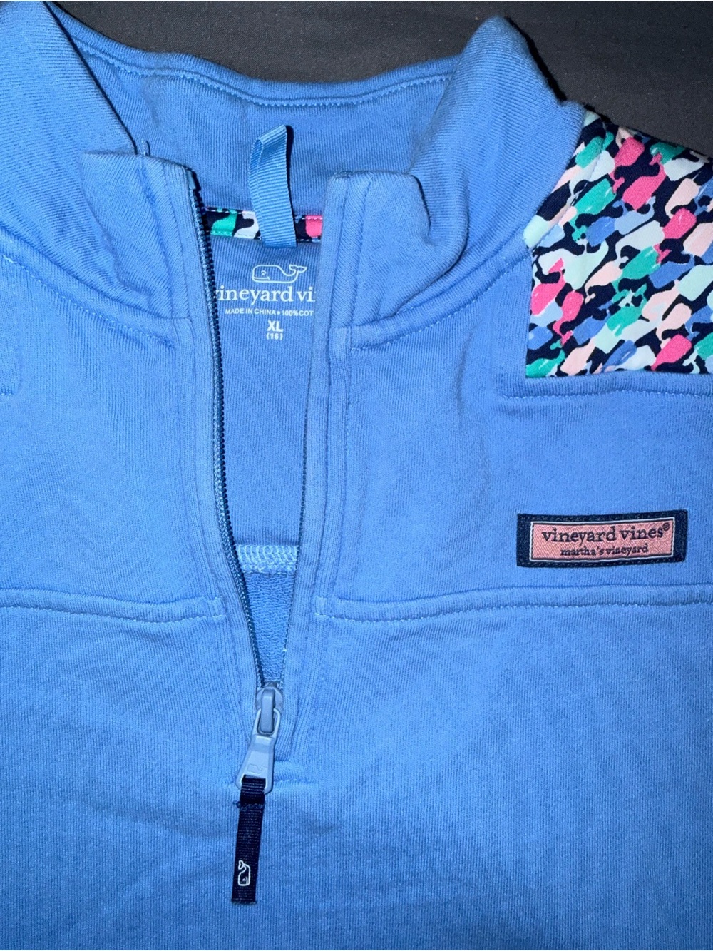 Vineyard Vines Periwinkle Quarter-Zip Pullover with Whale Shoulder accents - Picture 5 of 6